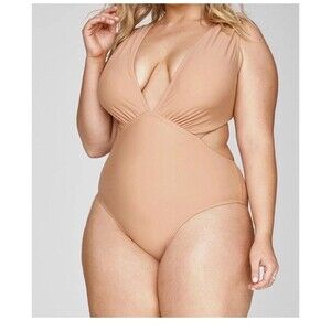 Garnerstyle X FTF Jayla Cutout One-Piece Swimsuit  X FTF Tan Sz  3X